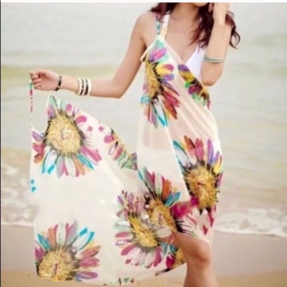 boutique Other - White BEACH cover up bathing suit wrap DRESS swim